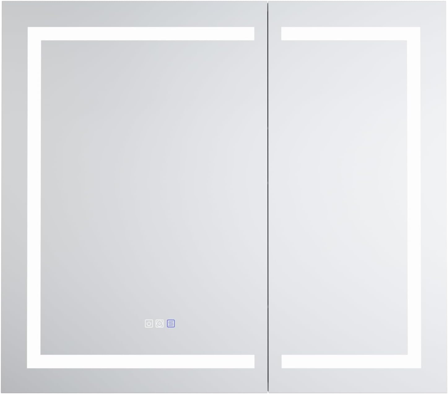 LED Medicine Cabinet with Anti-Fog Mirror, Dimmable Lighting & Built-In Outlets 42" x 36"