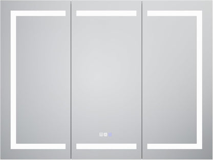 LED Medicine Cabinet with Triple Door, Anti-Fog Mirror, Dimmable Lighting & Built-In Outlets 48" x 36"