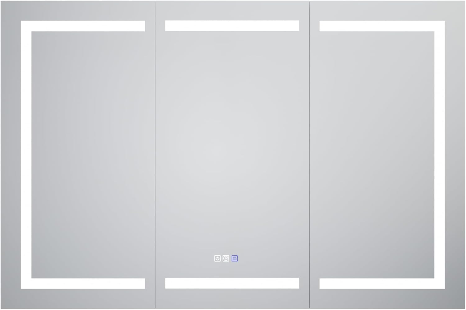 LED Medicine Cabinet with Triple Door, Anti-Fog Mirror, Dimmable Lighting & Built-In Outlets 54" x 36"