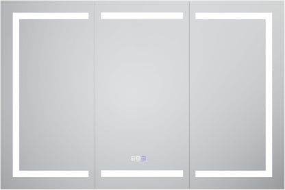 LED Medicine Cabinet with Triple Door, Anti-Fog Mirror, Dimmable Lighting & Built-In Outlets 54" x 36"