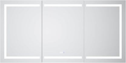 LED Medicine Cabinet with Triple Door, Anti-Fog Mirror, Dimmable Lighting & Built-In Outlets 60" x 36"