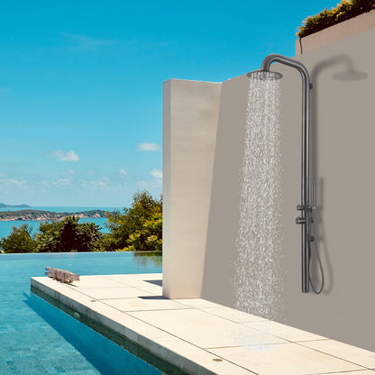 Outdoor/Indoor Shower, Wall-Mounted, Stainless Steel Grey