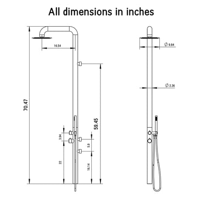 Outdoor/Indoor Shower, Wall-Mounted, Stainless Steel Matte Black