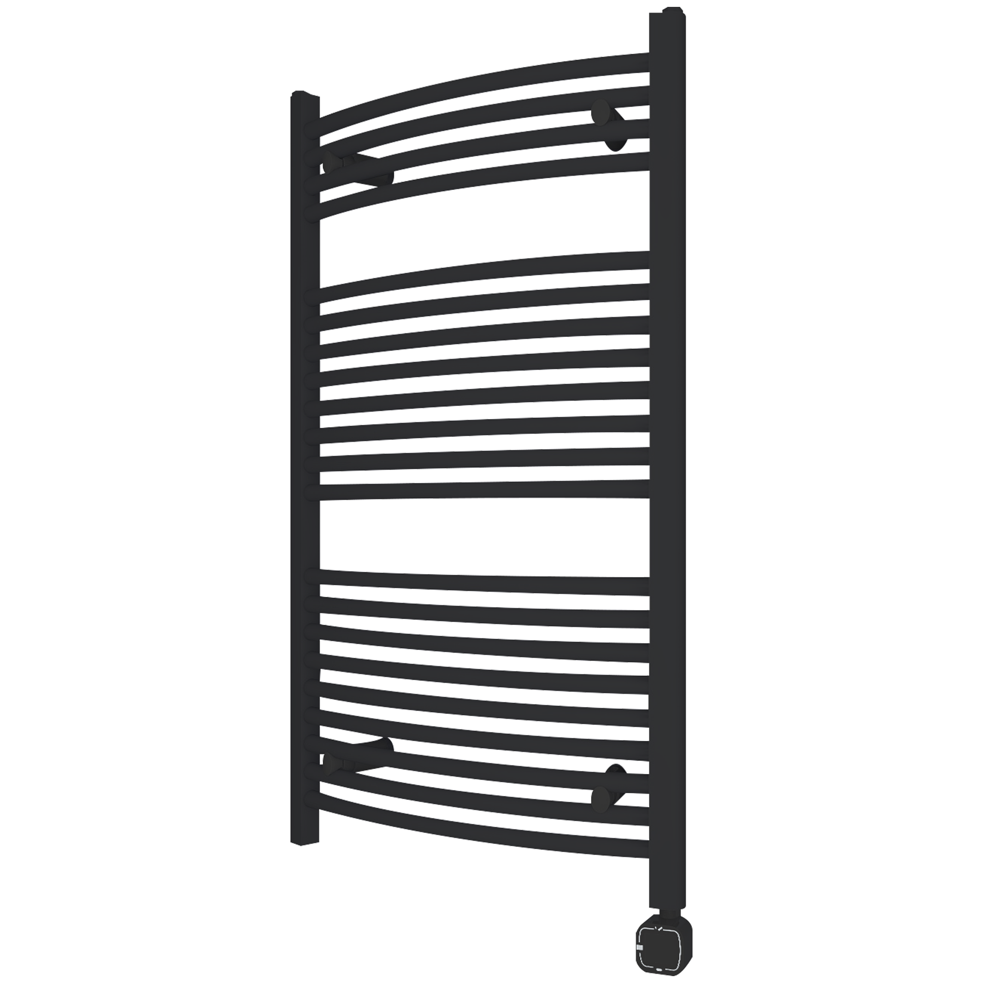 Towel Warmer Radiator 21 Curved Bars with Programmable Smart Control, 24"x40" Matte Black