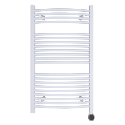 Towel Warmer Radiator 21 Curved Bars with Programmable Smart Control, 24"x40" Gloss White