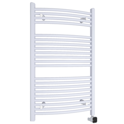 Towel Warmer Radiator 21 Curved Bars with Programmable Smart Control, 24"x40" Gloss White