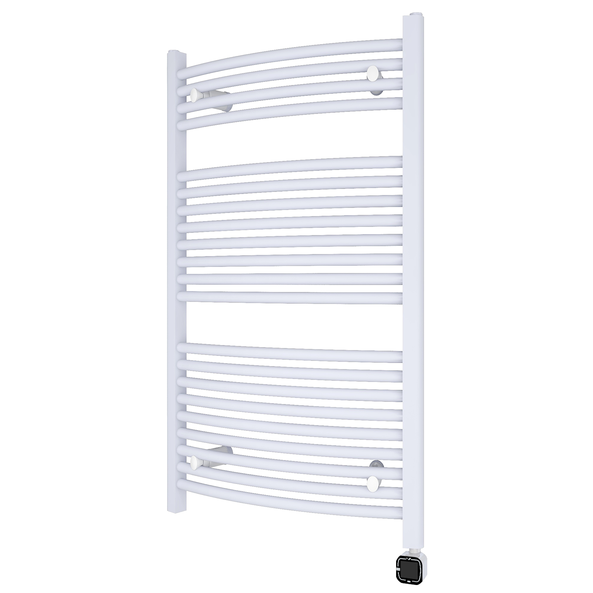 Towel Warmer Radiator 21 Curved Bars with Programmable Smart Control, 24"x40" Gloss White