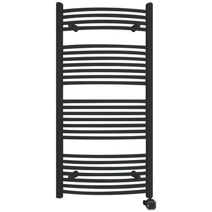 Towel Warmer Radiator 25 Curved Bars with Programmable Smart Control, 24"x48" Matte Black