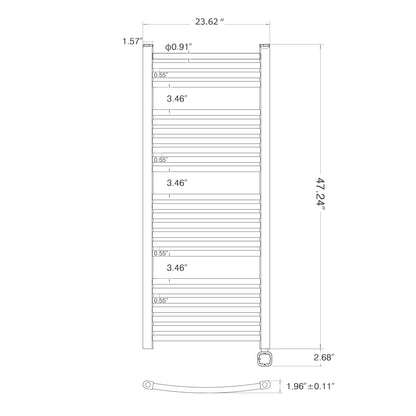 Towel Warmer Radiator 25 Curved Bars with Programmable Smart Control, 24"x48" Matte Black