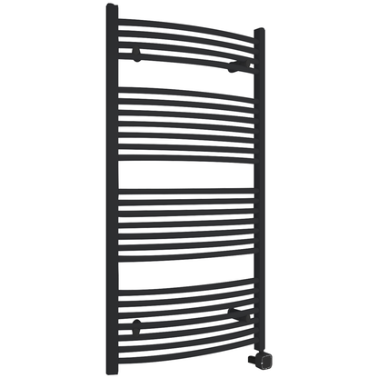 Towel Warmer Radiator 25 Curved Bars with Programmable Smart Control, 24"x48" Matte Black