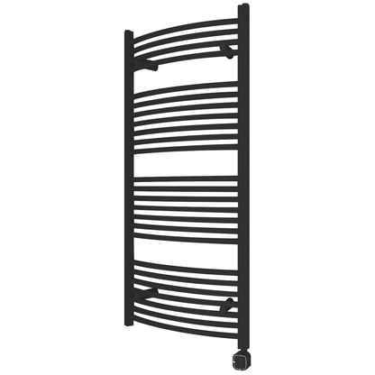 Towel Warmer Radiator 25 Curved Bars with Programmable Smart Control, 24"x48" Matte Black