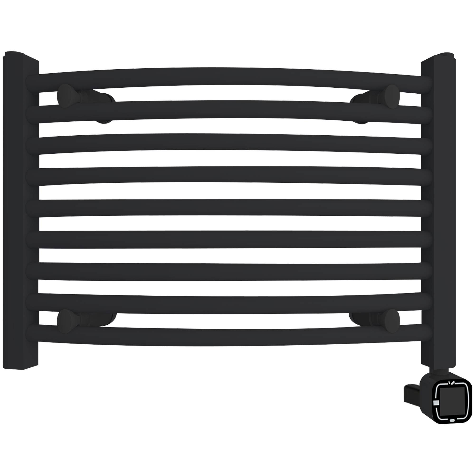 Towel Warmer Radiator 9 Curved Bars with Programmable Smart Control, 24"x16" Matte Black