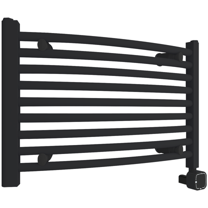 Towel Warmer Radiator 9 Curved Bars with Programmable Smart Control, 24"x16" Matte Black