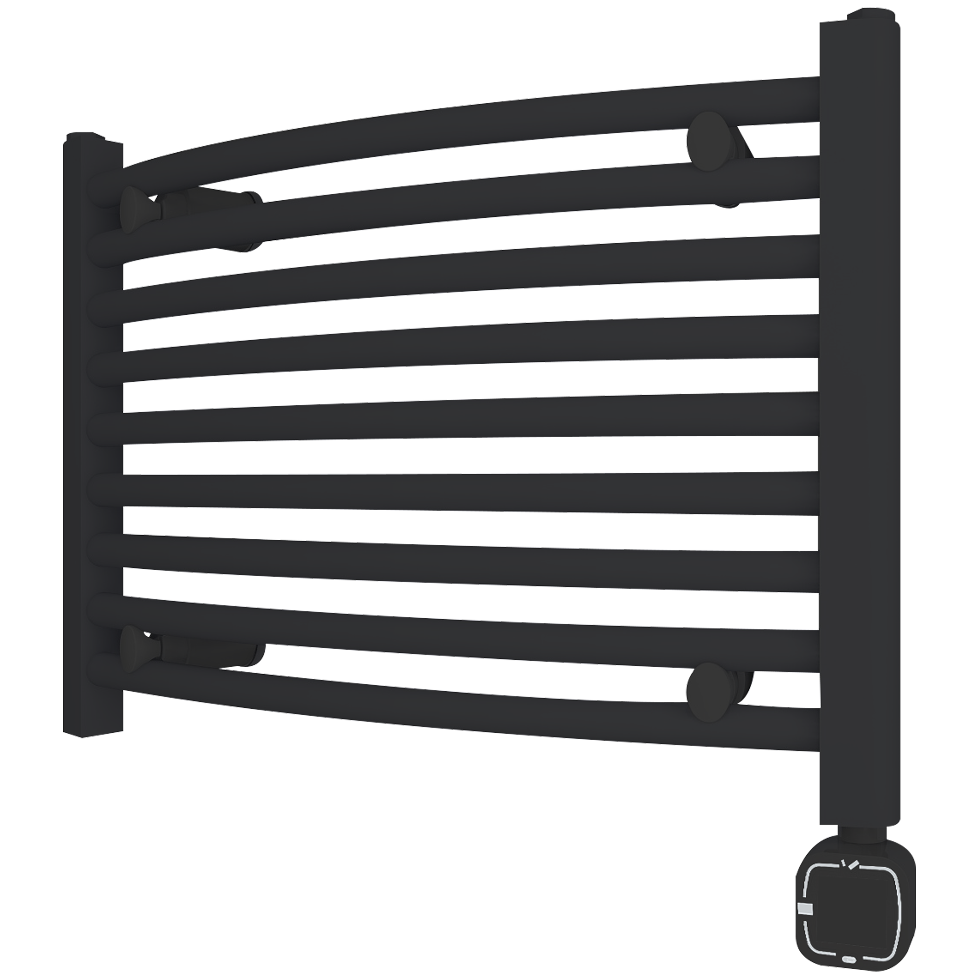 Towel Warmer Radiator 9 Curved Bars with Programmable Smart Control, 24"x16" Matte Black