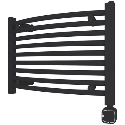 Towel Warmer Radiator 9 Curved Bars with Programmable Smart Control, 24"x16" Matte Black