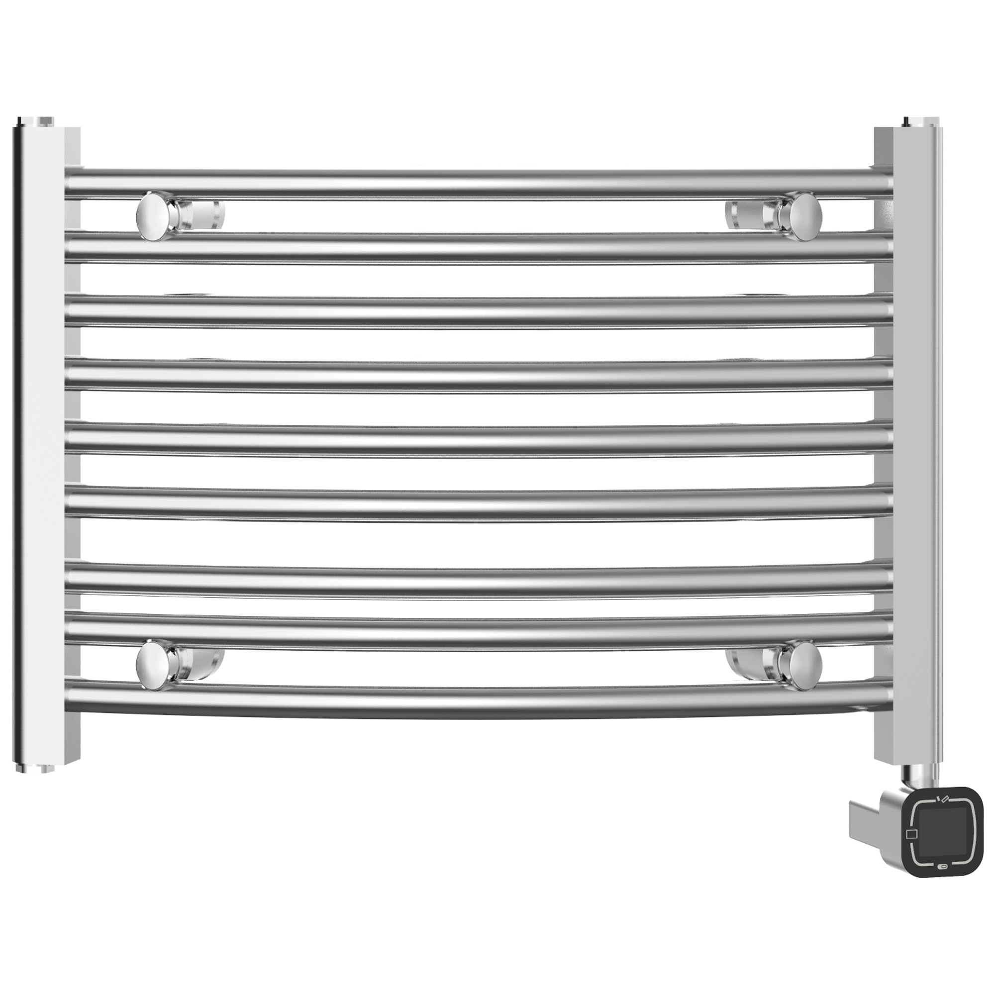 Towel Warmer Radiator 9 Curved Bars with Programmable Smart Control, 24"x16" Chrome