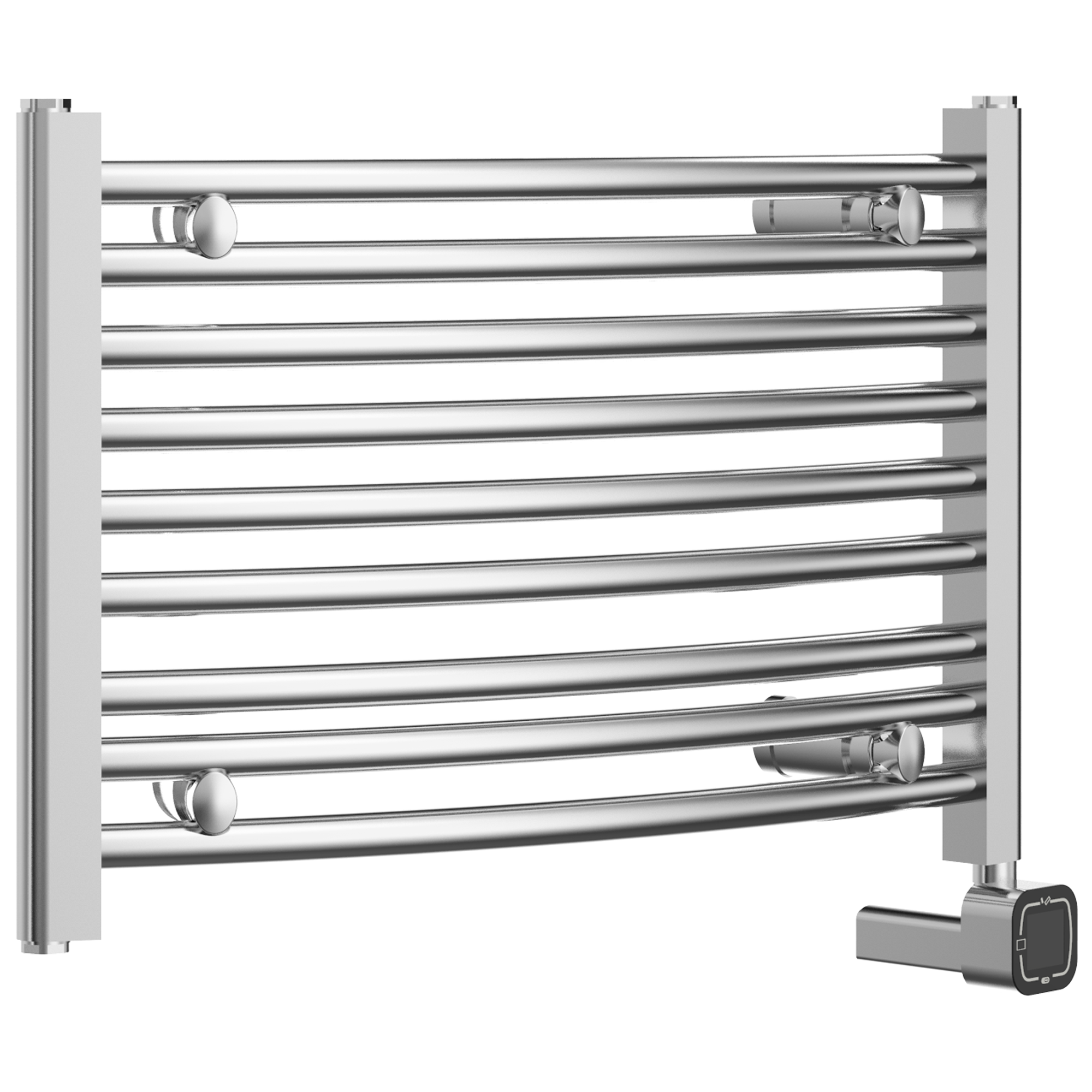 Towel Warmer Radiator 9 Curved Bars with Programmable Smart Control, 24"x16" Chrome