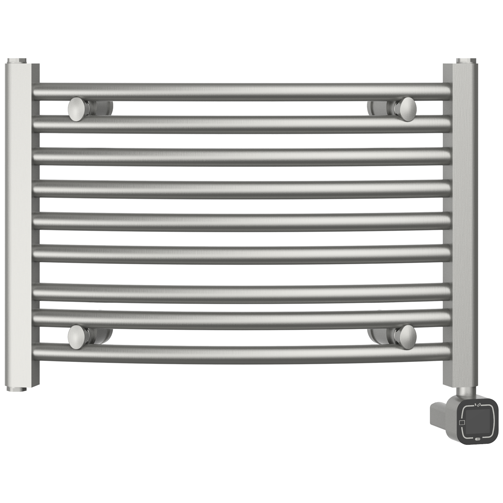 Towel Warmer Radiator 9 Curved Bars with Programmable Smart Control, 24"x16" Brushed Polish