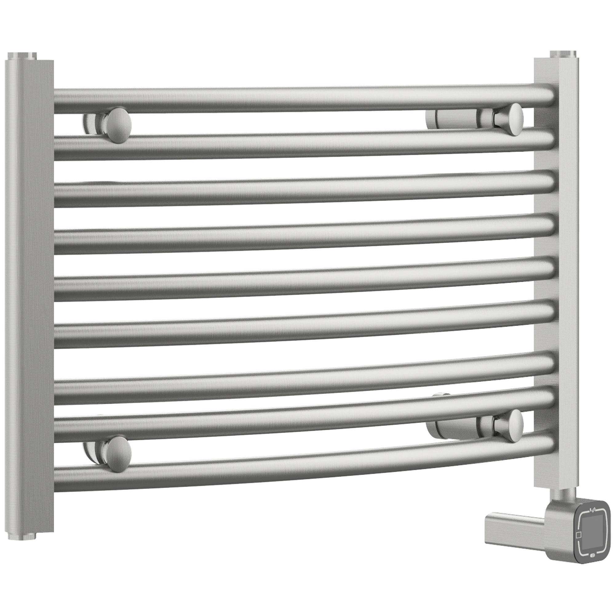 Towel Warmer Radiator 9 Curved Bars with Programmable Smart Control, 24"x16" Brushed Polish