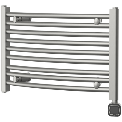 Towel Warmer Radiator 9 Curved Bars with Programmable Smart Control, 24"x16" Brushed Polish