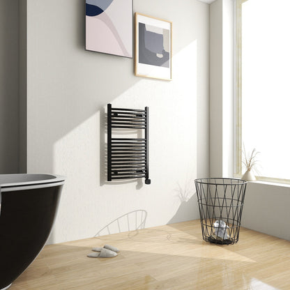 Towel Warmer Radiator 18 Curved Bars with Programmable Smart Control, 20"x32" Matte Black