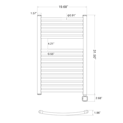 Towel Warmer Radiator 18 Curved Bars with Programmable Smart Control, 20"x32" Matte Black