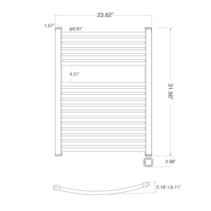 Towel Warmer Radiator 18 Curved Bars with Programmable Smart Control, 24"x32" Matte Black