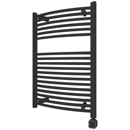 Towel Warmer Radiator 18 Curved Bars with Programmable Smart Control, 24"x32" Matte Black