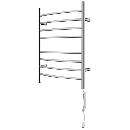 Towel Warmer 8 Curved Bar 24"x32" Plug-in, Wall-Mounted Brushed Polish