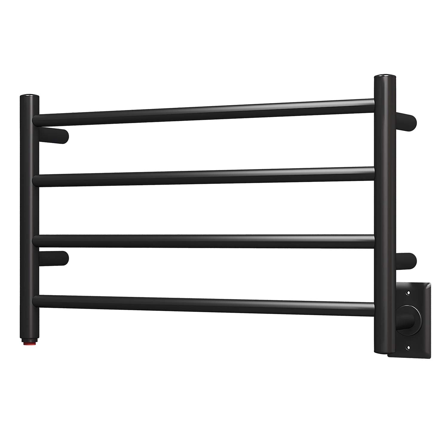 Towel Warmer 4 Straight Bar 26.14"x15.75" Wall-Mounted Plug-In, Hardwired Matte Black