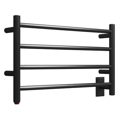 Towel Warmer 4 Straight Bar 26.14"x15.75" Wall-Mounted Plug-In, Hardwired Matte Black