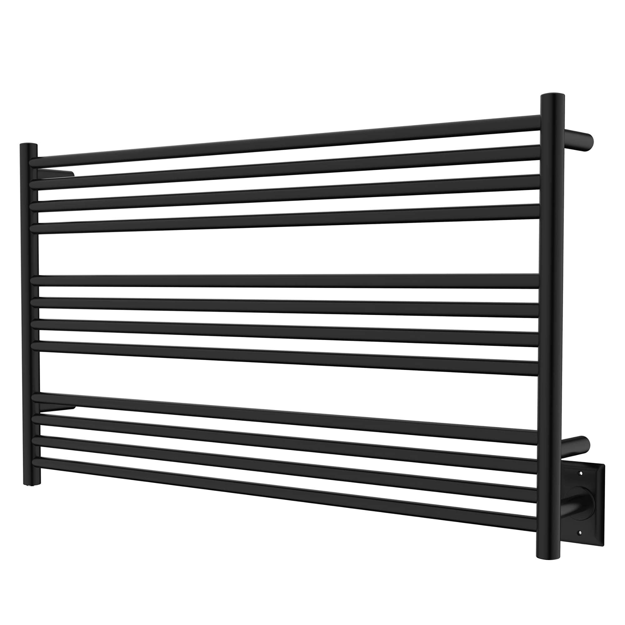 Towel Warmer 12 Straight Bar 42"x24" Wall-Mounted, Hardwired/Plug-In Matte Black