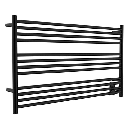 Towel Warmer 12 Straight Bar 42"x24" Wall-Mounted, Hardwired/Plug-In Matte Black