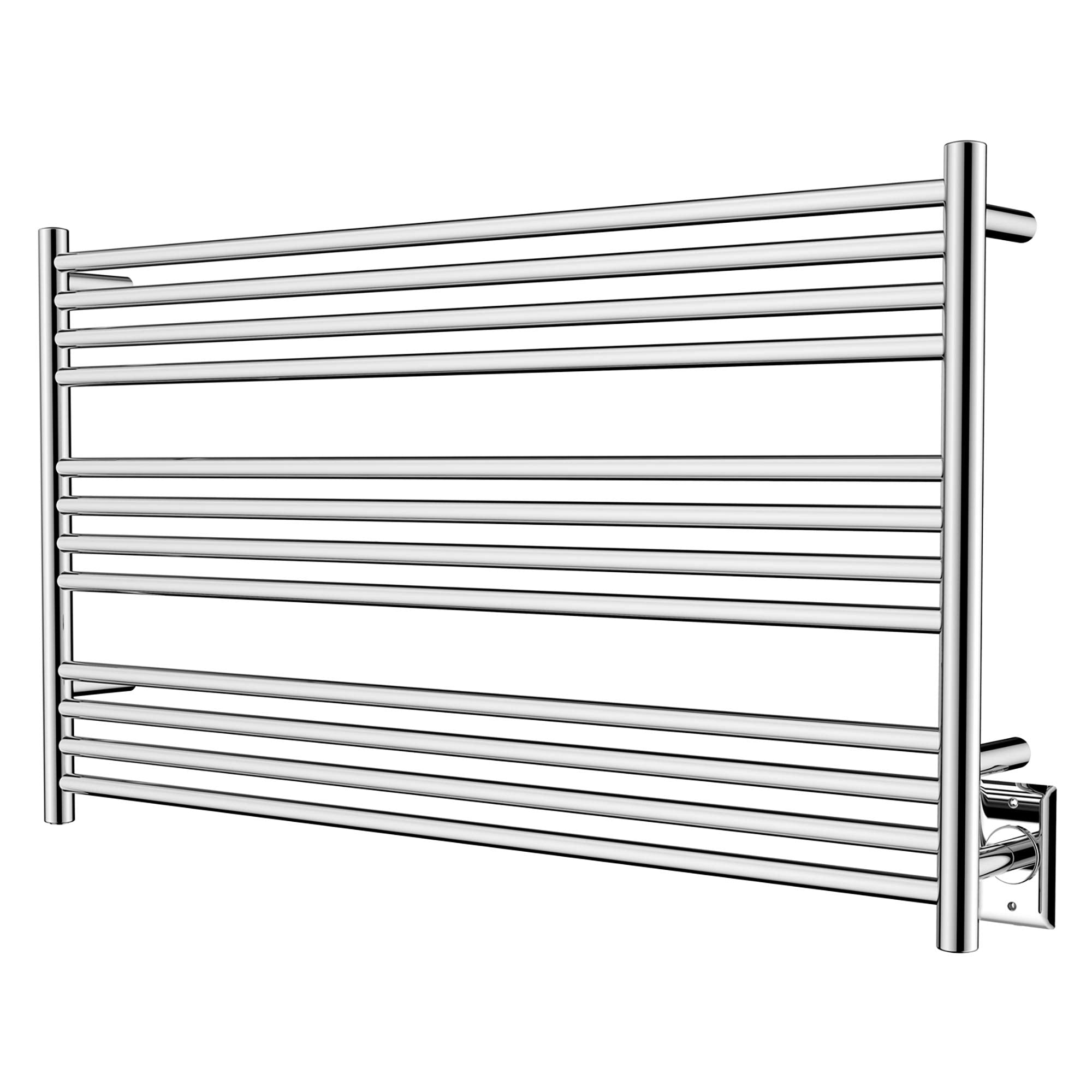 Towel Warmer 12 Straight Bar 42"x24" Wall-Mounted, Hardwired/Plug-In Mirror Polish