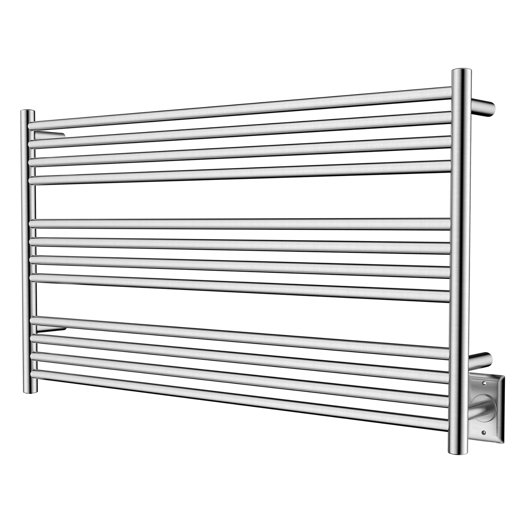 Towel Warmer 12 Straight Bar 42"x24" Wall-Mounted, Hardwired/Plug-In Brushed Polish