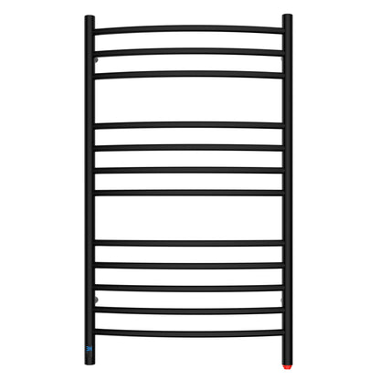 Towel Warmer 12 Curved Bar 24"x40" Built-In Timer, Temperature Control, Wall-Mounted, Hardwired/Plug-in Matte Black