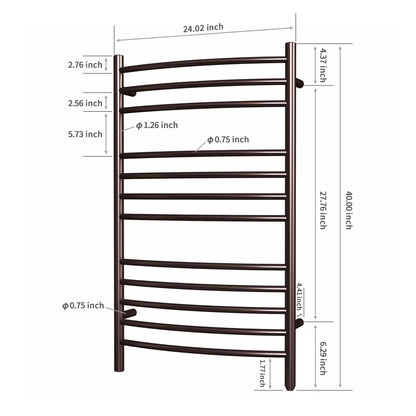 Towel Warmer 12 Curved Bar 24"x40" Hardwired/Plug-in Venetian Bronze