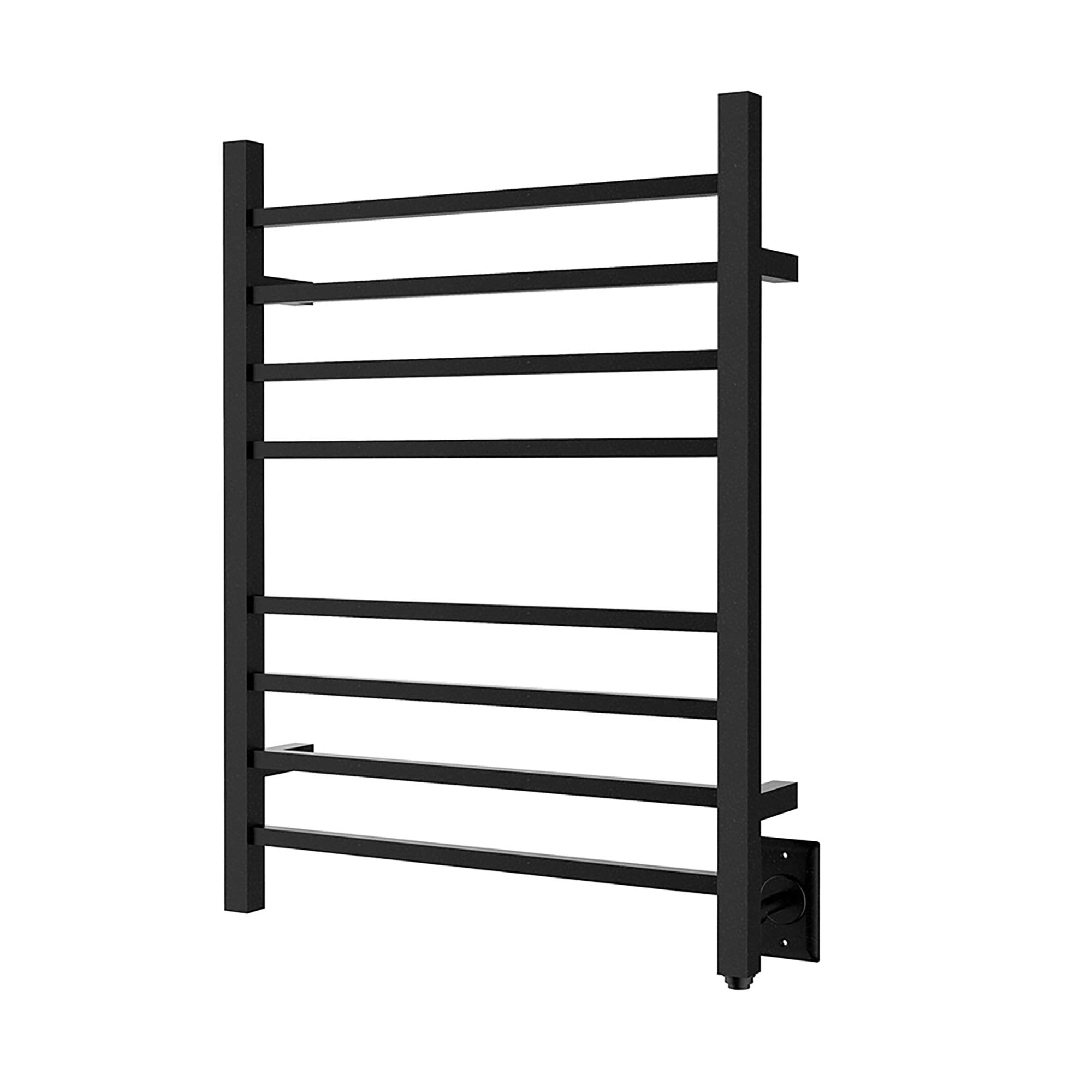 Towel Warmer 8 Square Bar 24"x32" Hardwired/Plug-in, Wall-Mounted Matte Black