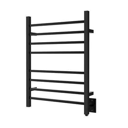 Towel Warmer 8 Square Bar 24"x32" Hardwired/Plug-in, Wall-Mounted Matte Black