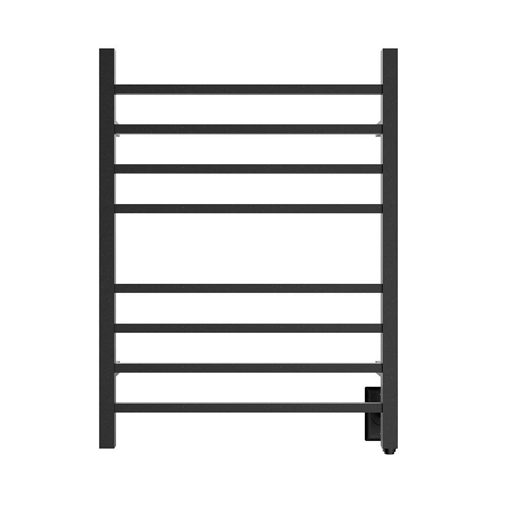 Towel Warmer 8 Square Bar 24"x32" Hardwired/Plug-in, Wall-Mounted Matte Black