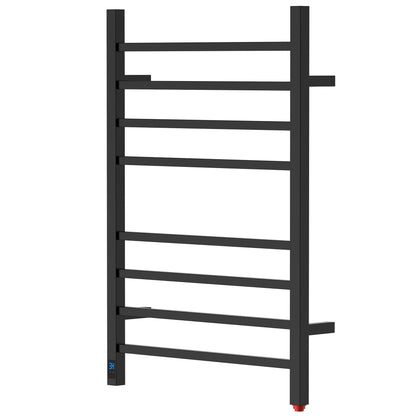 Towel Warmer 8 Square Bar 24"x32" Built-In Timer, Temperature Control, Wall-Mounted, Hardwired/Plug-In Matte Black