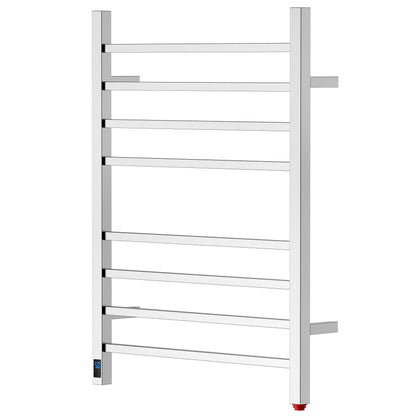 Towel Warmer 8 Square Bar 24"x32" Built-In Timer, Temperature Control, Wall-Mounted, Hardwired/Plug-In Brushed Polish