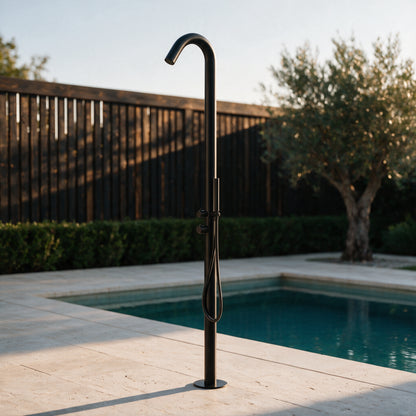 Freestanding Outdoor Shower Stainless Steel with Handheld Shower Matte Black