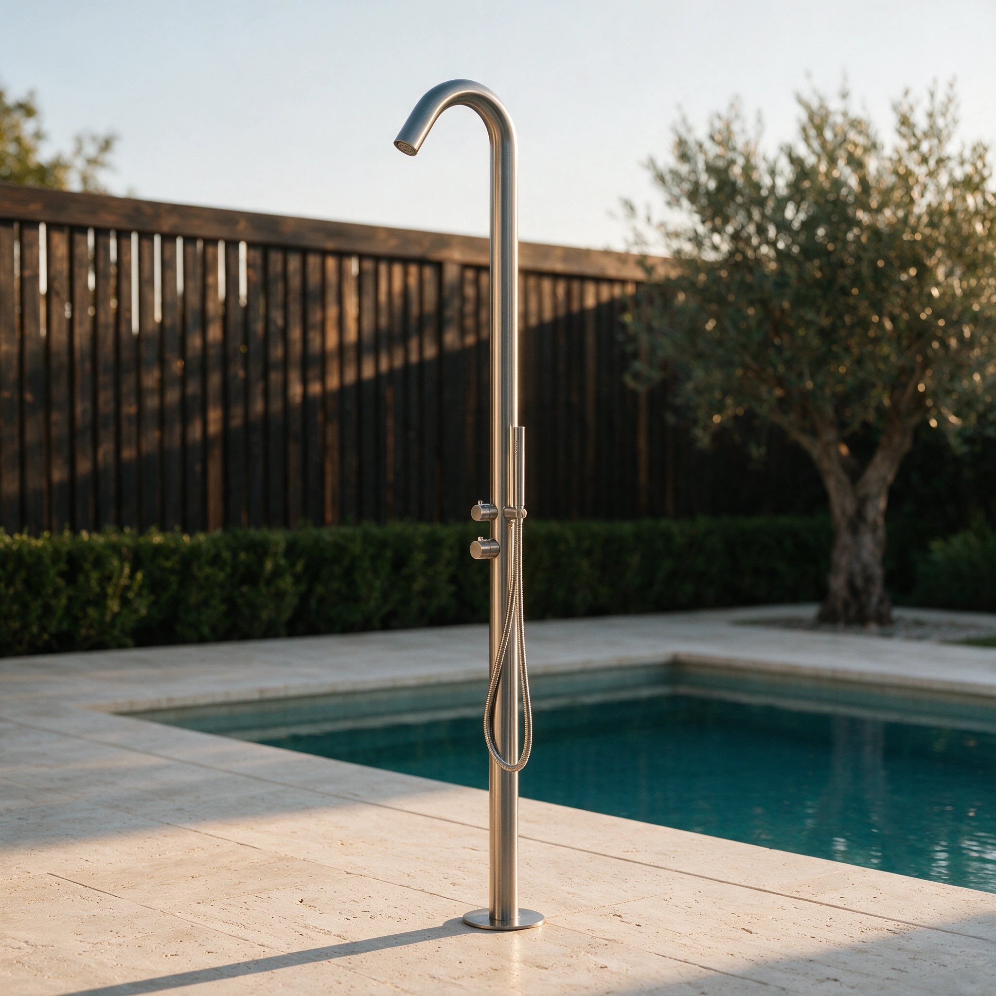 Freestanding Outdoor Shower Stainless Steel with Handheld Shower Brushed