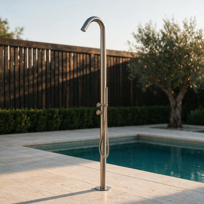 Freestanding Outdoor Shower Stainless Steel with Handheld Shower Brushed