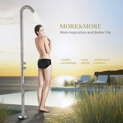 Freestanding Outdoor Shower Stainless Steel with Handheld Shower Brushed