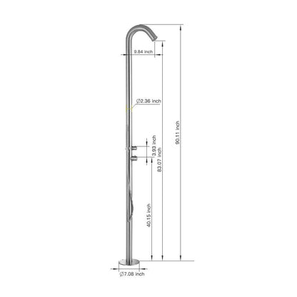 Freestanding Outdoor Shower Stainless Steel with Handheld Shower Brushed