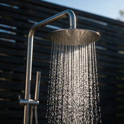 Freestanding Outdoor Shower, Stainless Steel Brushed