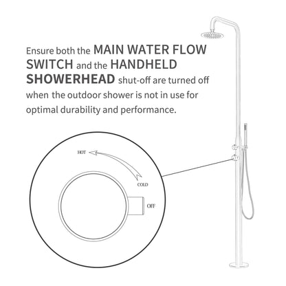 Freestanding Outdoor Shower, Stainless Steel Brushed