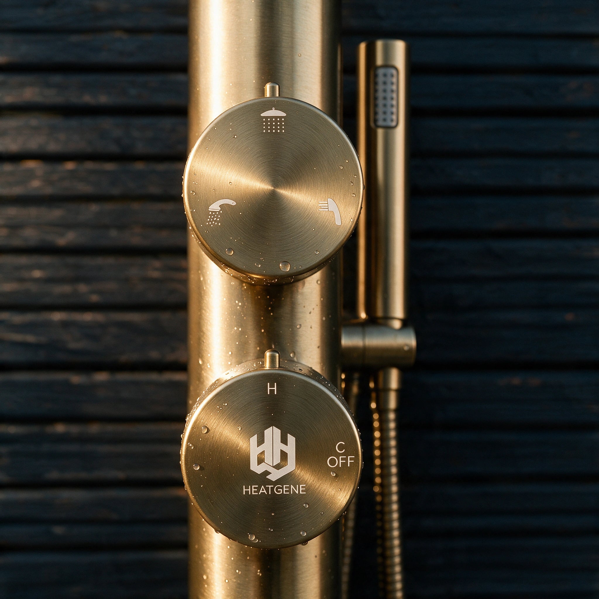 Freestanding Outdoor Shower Stainless Steel with Hand Shower Gold